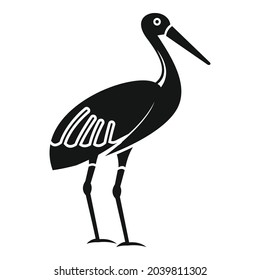 Lake stork icon simple vector. Baby fly bird. Japanese stork