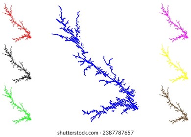 Lake Strom Thurmond Reservoir (United States of America, North America, us, usa, Georgia and South Carolina) map vector illustration, scribble sketch J. Strom Thurmond Dam or Clarks Hill Lake map