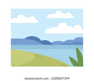 Lake Summer Landscape Background Vector Illustration