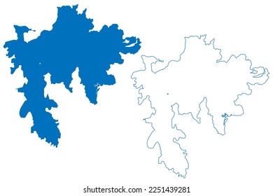 Mapa del mapa del Lago Sun Moon (Taiwán, República de China, ROC), dibujo de garabatos del Lago Candidio o mapa de Zintun