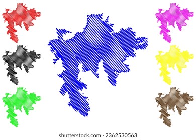 Lake Sun Moon (Taiwan, Republic of China, ROC) map vector illustration, scribble sketch Lake Candidius or Zintun map
