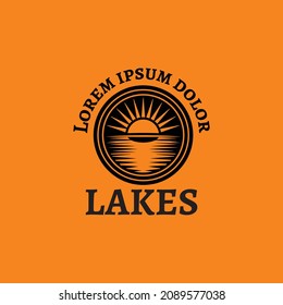 Lake sunrise logo vector, perfect for travel business use, tourism, tourist or related to lake and sun.