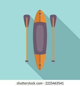 Lake sup surf icon flat vector. Paddle board. Emblem surfer