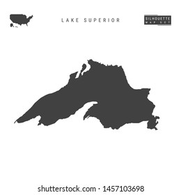 Lake Superior Blank Vector Map Isolated on White Background. High-Detailed Black Silhouette Map of Lake Superior.