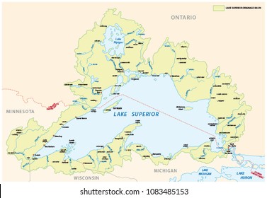 Lake Superior Drainage Basin Vector Map