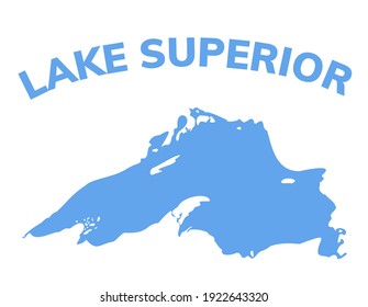 Lake superior map Michigan superior vector silhouette abstract illustration map