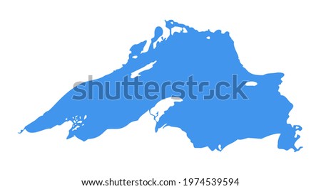Lake superior map Michigan superior vector silhouette abstract illustration map