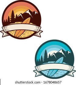 logo de la montaña del lago vectorial