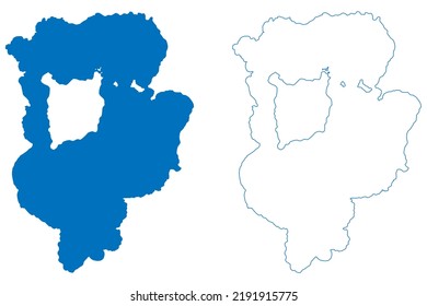 Lake Taal (Republic of the Philippines) map vector illustration, scribble sketch Bombón Lake map