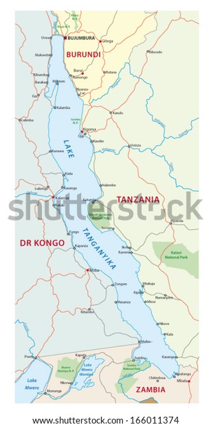 Lake Tanganyika Map Stock Vector Royalty Free 166011374