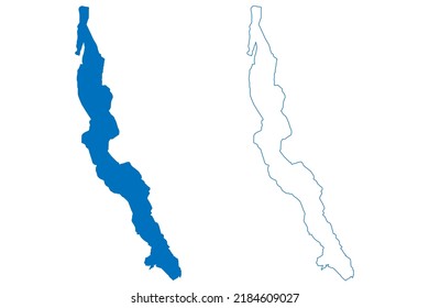 Lake Tanganyika (Tanzania, Africa, African Great Lakes) Map Vector Illustration, Scribble Sketch Map