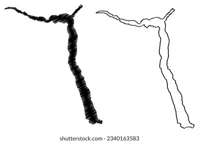 Lake Teletskoye (Russia, Russian Federation) map vector illustration, scribble sketch Tyolyos or Golden Lake map