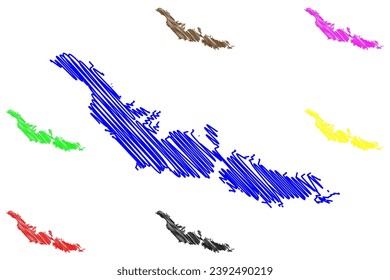 Lake Theodore Roosevelt Reservoir (United States of America, North America, us, usa, Arizona) map vector illustration, scribble sketch Theodore Roosevelt Dam map