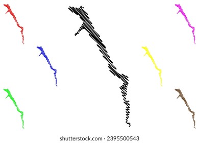 Lake Tinnsja (Kingdom of Norway) map vector illustration, scribble sketch Lake Tinn map