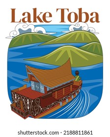 Lake Toba North Sumatra Indonesia Vector Art