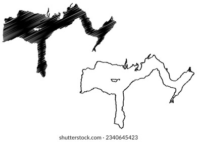 Lake Todos los Santos (South America, Republic of Chile) map vector illustration, scribble sketch map