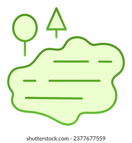 Lake and trees flat icon. Water green icons in trendy flat style. Nature gradient style design, designed for web and app. Eps 10