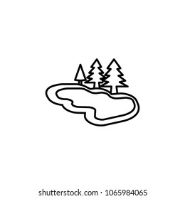 lake with trees icon. Element of simple icon for websites, web design, mobile app, info graphics. Thin line icon for website design and development, app development on white background