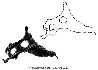 Lake Tunnsjoen (Kingdom of Norway) map vector illustration, scribble sketch Tunnsjoen or Datnejaevrie map