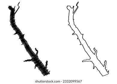 Lake Tuttle Creek Reservoir (United States of America, North America, us, usa, Kansas) map vector illustration, scribble sketch Tuttle Creek Dam map