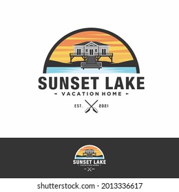 Lake Vacation Home Emblem Logo