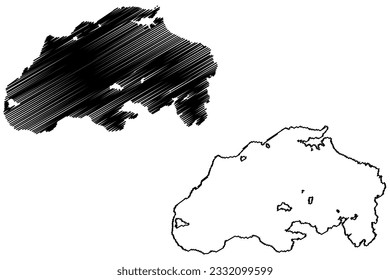 Lake Valencia (South America, Bolivarian Republic of Venezuela) map vector illustration, scribble sketch Lago de Tacarigua map