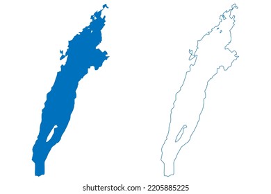 Lake Vattern (Kingdom Of Sweden) Map Vector Illustration, Scribble Sketch Vättern Map