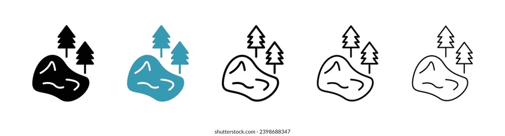 Lake vector icon set. Lake simple pond for UI designs.