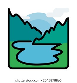 See Vektorgrafik im Cartoon-Stil, für Tourismus und Urlaub.
