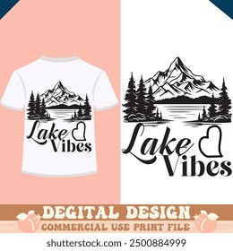  Lake Vibes t shirt design vector file