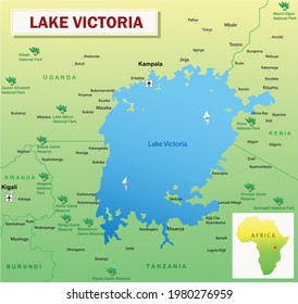 Lake Victoria map. Vector illustration