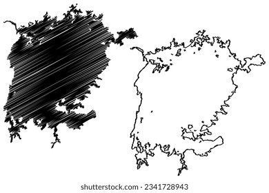 Lake Victoria (Tanzania, Africa, African Great Lakes) map vector illustration, scribble sketch Nam Lolwe, Nnalubaale, Nyanza or Ukerewe map