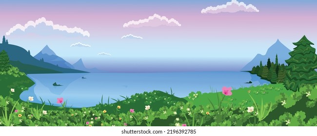 A lake view in the forests that make you feel inner peace. A fascinating sight, some of the beauties nature has to offer. Environment and nature concepts. Panoramic View.