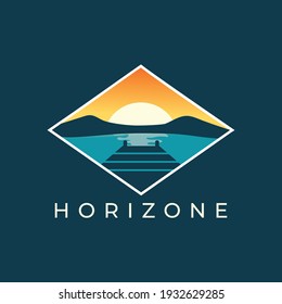 Lake view logo design illustration vector template