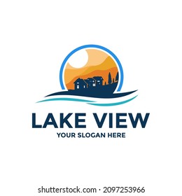 Lake view logo design template