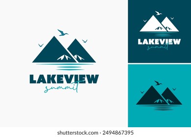 Lake View Summit Logo Template captures the essence of scenic beauty and elevation, ideal for adventure and travel brands. Layered EPS Vector