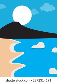Vista del lago en invierno en ilustración de montaña glaciar