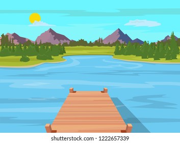 Lake View With Wooden Dock