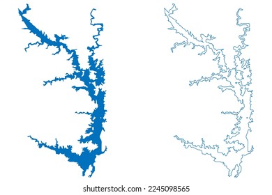 Lake Volta reservoir (Africa, Republic of Ghana) map vector illustration, scribble sketch map