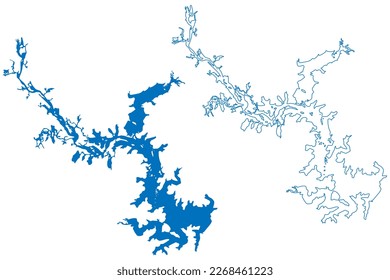 Lake Wappapello Reservoir (United States of America, North America, us, usa, Missouri) map vector illustration, scribble sketch Wappapello Dam map