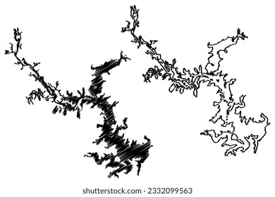 Lake Wappapello Reservoir (United States of America, North America, us, usa, Missouri) map vector illustration, scribble sketch Wappapello Dam map