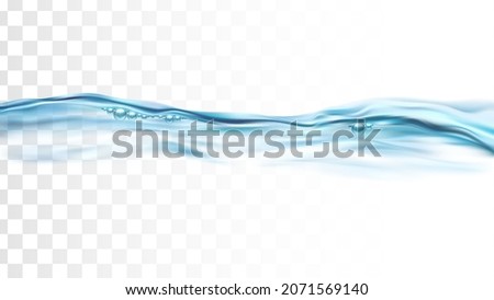 Lake Water Splash And Wave With Bubbles Vector. Swimming Pool Water Splashing And Waving, Marine Aqua Stream. Tranquility Natural Transparent Liquid Template Realistic 3d Illustration