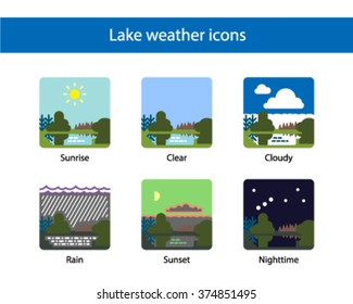 Lake weather square icon, colored.