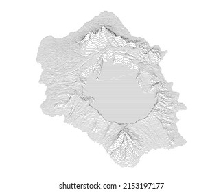 Lake Wisdom in Long island 3D topography map, vector contour.