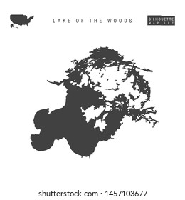 Lake of the Woods Blank Vector Map Isolated on White Background. High-Detailed Black Silhouette Map of Lake of the Woods.