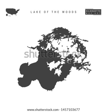 Lake of the Woods Blank Vector Map Isolated on White Background. High-Detailed Black Silhouette Map of Lake of the Woods.