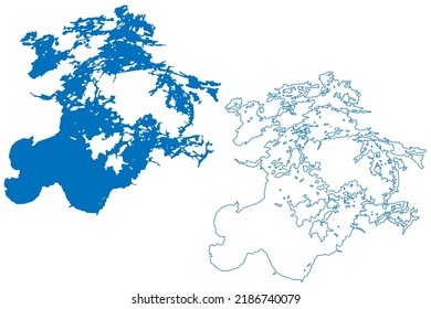 Lake Of The Woods (Canada, United States, North America, Us, Great Lakes) Map Vector Illustration, Scribble Sketch Map