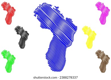 Lake Yojoa (Republic of Honduras, central america) map vector illustration, scribble sketch Lago de Yojoa map