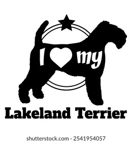 Lakeland Terrier. Hund Silhouette, ich liebe meinen Hund, Hund, Hunderassen, Logo, Vektor, Silhouette, Tier, Illustration, Symbol, Zeichen, schwarz, Haustier,