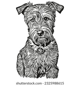 Lakeland Terrier dog t shirt print black and white, cute funny outline drawing vector